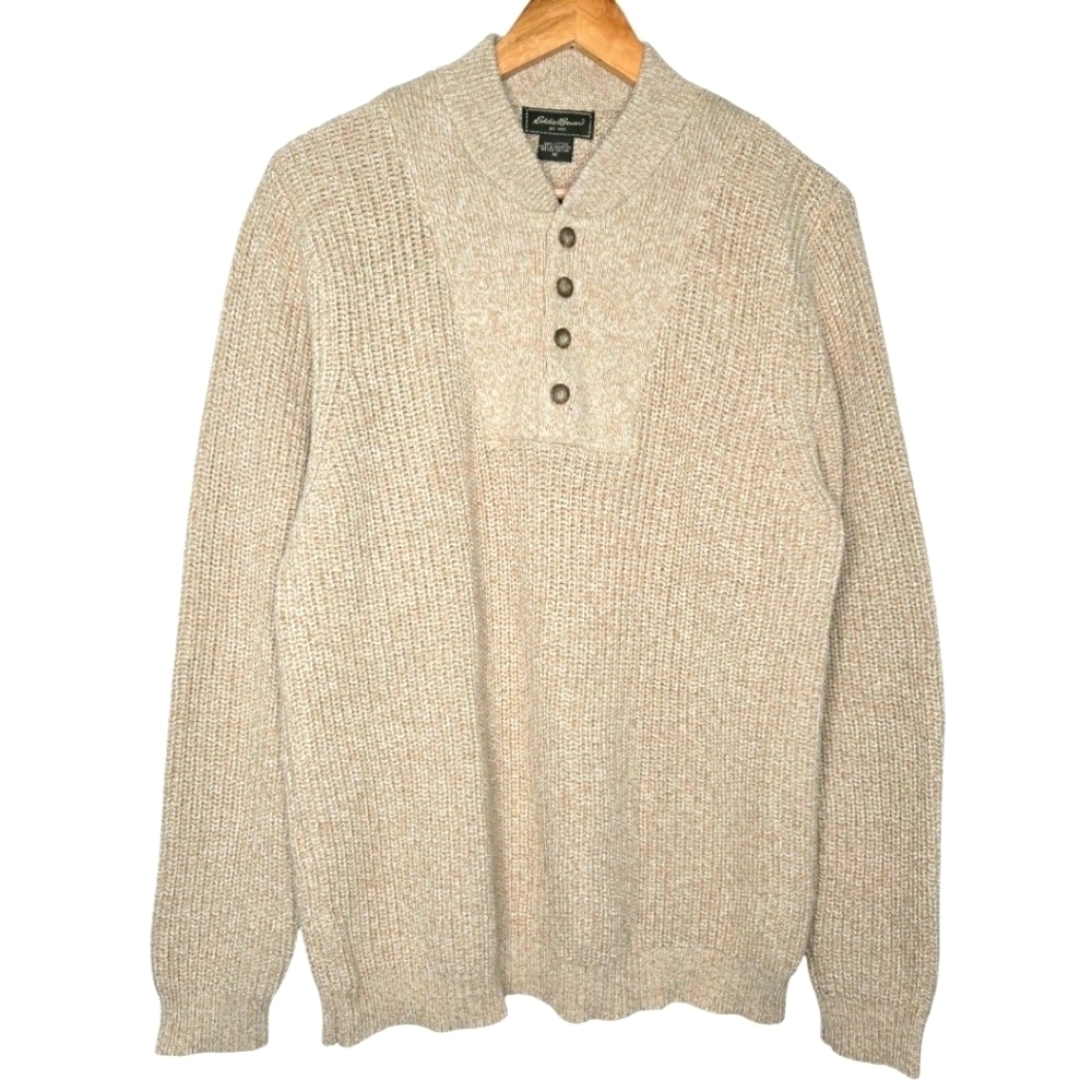 Eddie Bauer Mens Vintage Chunky Ribbed Knit Grandpa Sweater Medium